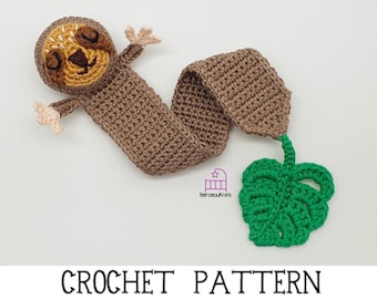 CROCHET PATTERN Stella the Sloth bookmark PDF pattern, handmade amigurumi gift for book lovers