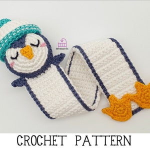 CROCHET PATTERN Pasha the Penguin bookmark PDF pattern, handmade amigurumi gift for book lovers