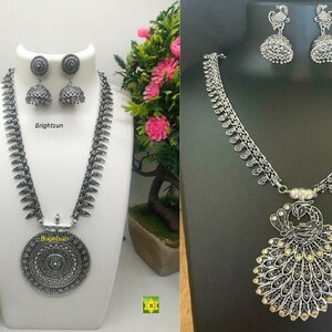 Metal necklace hot sale for saree