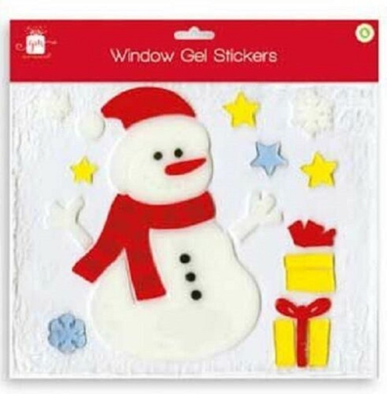 Christmas Gel Window Sticker Decorations Santa Gift Snow Xmas Etsy