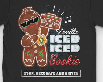 Vanilla Ice-d Gingerbread Cookie Graphic T-Shirt, Holiday & Christmas Tee