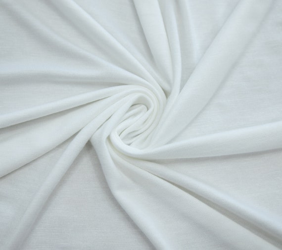 MILK WHITE 60” Rayon Spandex Jersey Knit Fabric Oeko-Tex Dye by The Yard - 1 Yard