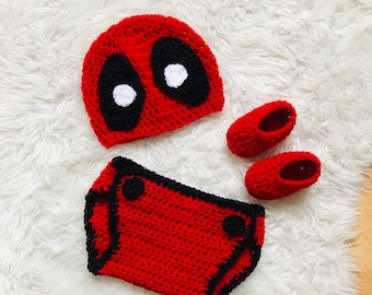 Deadpool déguisement pour shooting photo de prématuré à 12 mois