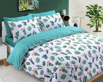 Cactus duvet cover | Etsy Cactus Succulent Duvet Cover Bedding