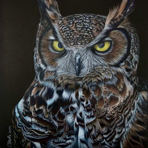 Great Horned Owl Art Print | Animal Art, Wildlife Art, Wildlife, Owl Art, Bird of Prey, Gift Idea, Home Decor
