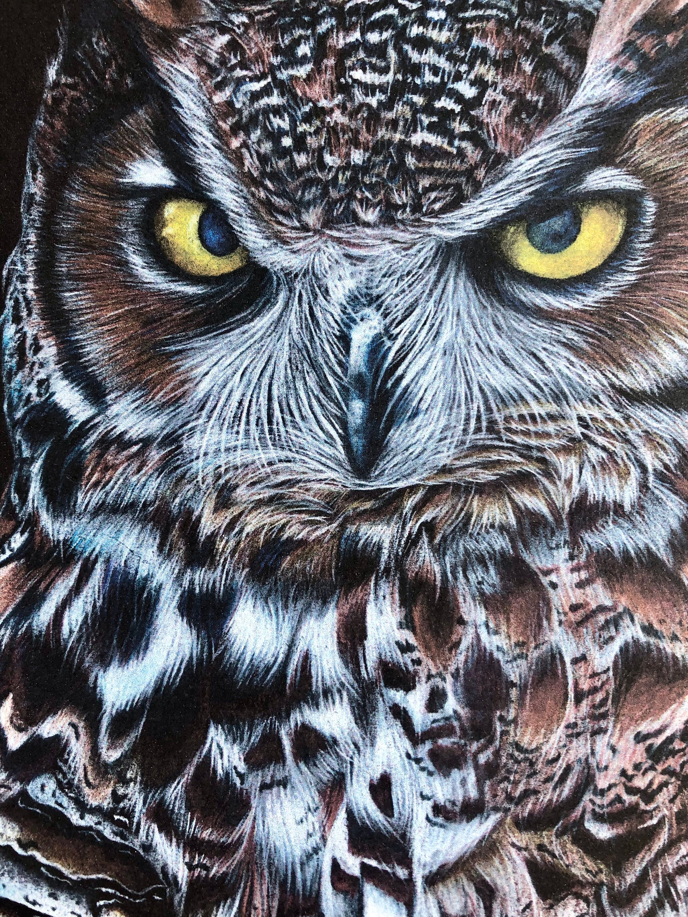 Great Horned Owl Art Print | Colored Pencil Wildlife Illustration - Etsy