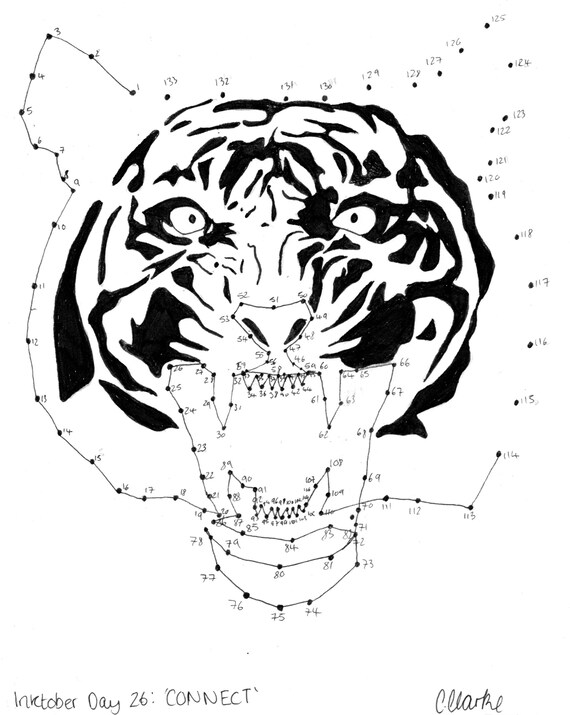 Connect the Dots Tiger Art Print Animal Art Gift Idea Home - Etsy