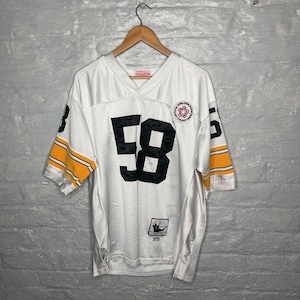 Vintage Pittsburgh Steelers Mitchell n Ness #58 Jack Lambert White Jersey Sz 50