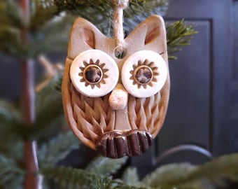 Handmade ceramic owl decoration