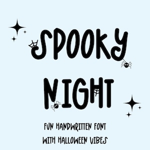 Gruselige Nacht - gruselige Schrift, Halloween-Schrift, handgeschriebene Schrift, Doodle-Schrift, Cricut-Schrift, lustige Schrift, Spinnen-Schrift, procreate-Schrift, Canva-Schrift