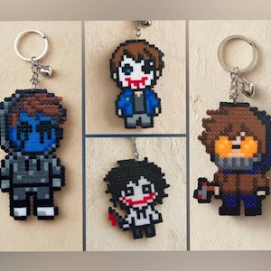 Creepypasta Perler Beads Keychains / Jeff the Killer - Eyeless Jack - Ticci Toby - Bloody Painter / Handmade Creepypasta Inspired Gift