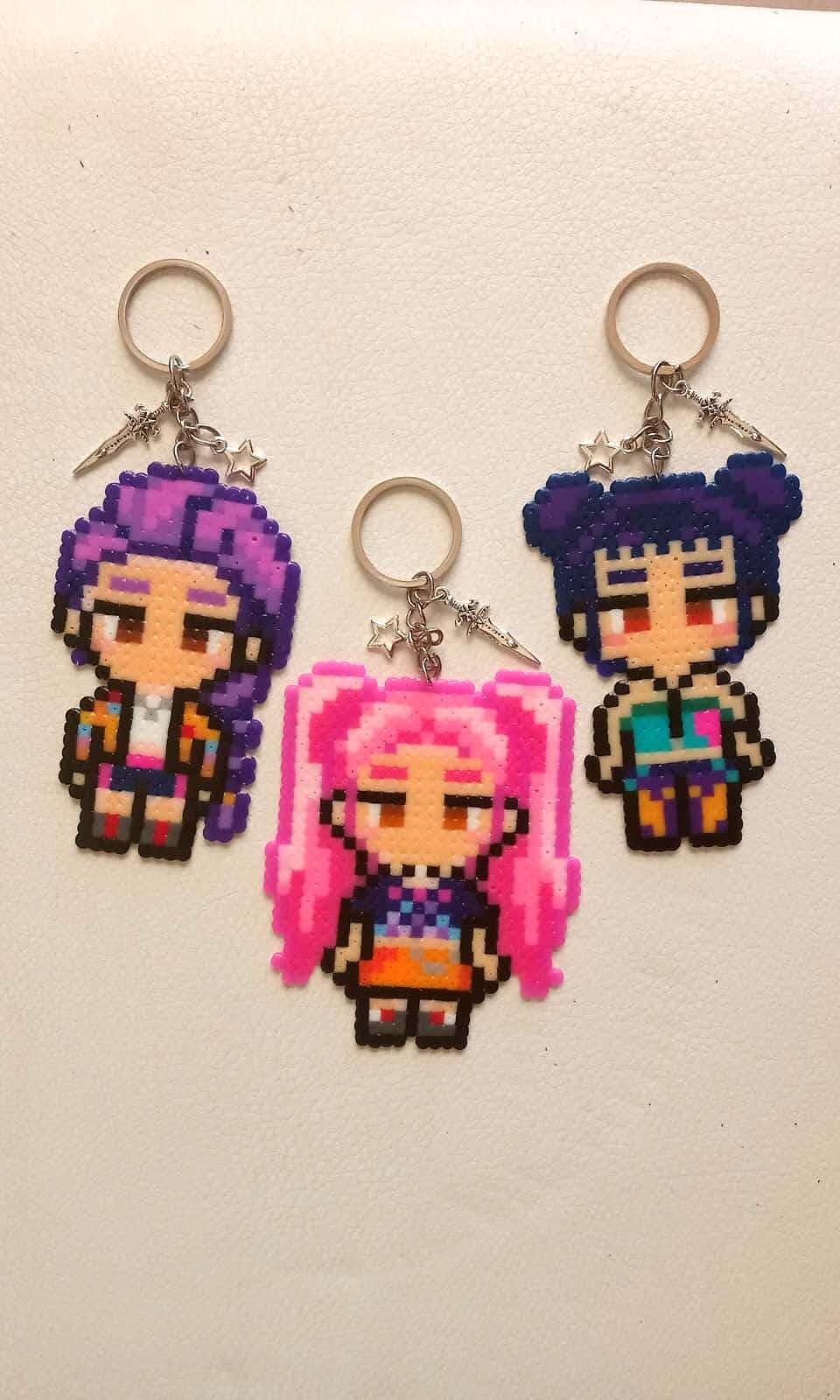 Kpop Demon Hunters Huntrix Keychain - Rumi / Mira / Zoey - Perler