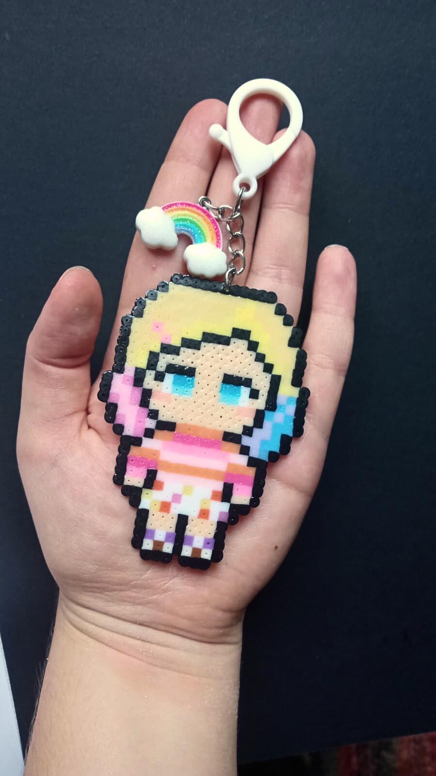 Wednesday Addams & Enid Sinclair Perler Bead Keychains - Handmade Chibi ...