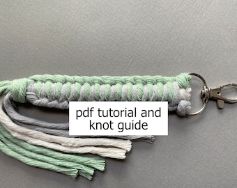 PDF TUTORIAL • diy macrame keychain, macrame pattern for beginner, diy macrame keyring, macrame keychain patterns, diy purse charm - P9