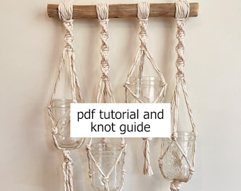 PDF TUTORIAL • diy wall macrame plant holder, hanging mason jar holder, macrame planter pattern pdf, diy hanging garden, easy beginner - P6