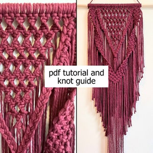 PDF TUTORIAL • long macrame wall hanging instructions, intermediate macrame pattern pdf, tutorial macrame, diy macrame wall art how to - P4