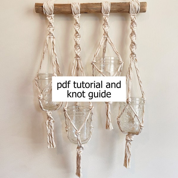 PDF TUTORIAL • diy wall macrame plant holder, hanging mason jar holder, macrame planter pattern pdf, diy hanging garden, easy beginner - P6