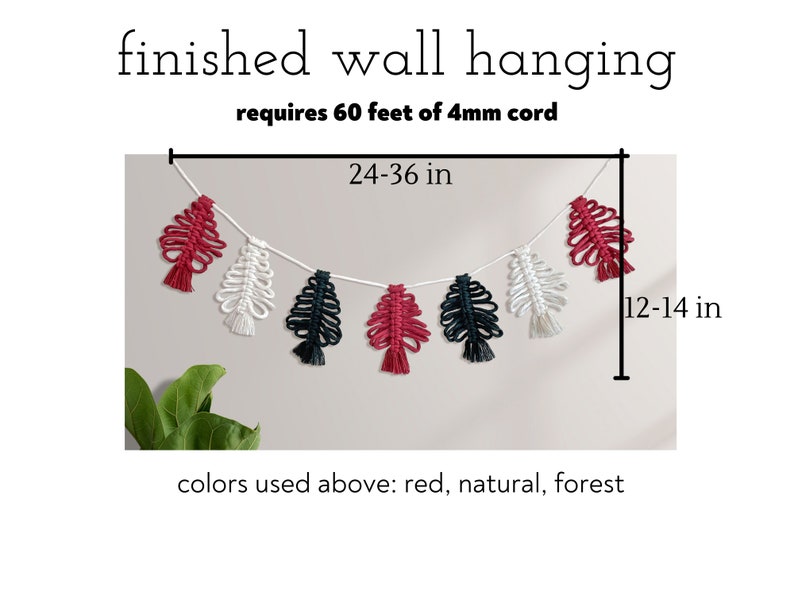 PDF TUTORIAL easy macrame garland, christmas tree garland, diy holiday decor, holiday crafts, beginner macrame pattern pdf P13 image 4