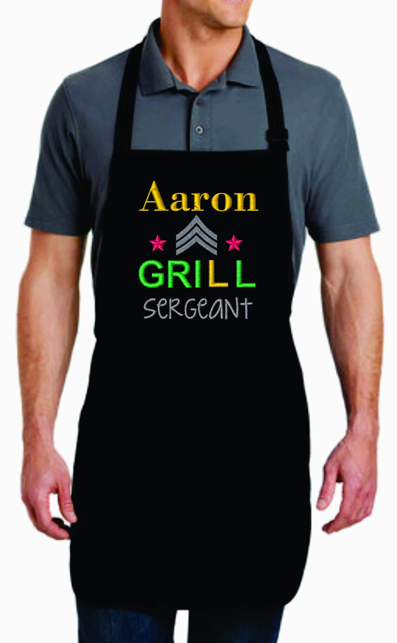Personalized Dad Apron Dad Gift Grill Sergeant Apron Etsy
