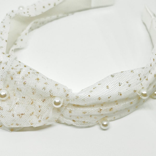 Gold  headband , Ivory headband, Pearl headband for girls, toddlers