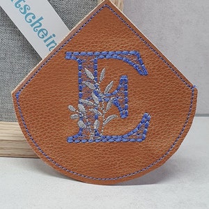Bookmark, reading corner, faux leather embroidered, personalized, letter, monogram,