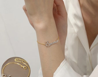 Bracelet personnalisé pour femme, bracelet prénom chic, cadeau pour femme, bijoux minimaliste personnalisable, gourmette pour elle