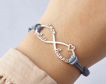 Bracelet infini personnalisé, bracelet tressé personnalisé, bracelet pour femme, bracelet infinity, cadeau pour maman