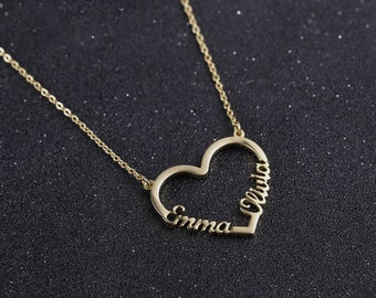 Collier coeur prénom - Collier d'amour - Collier prénom personnalisable coeur Or / Or rose / Argent - Cadeau parfait