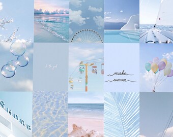 wallpapers Collage Desktop Wallpaper Blue collage wallpaper etsy