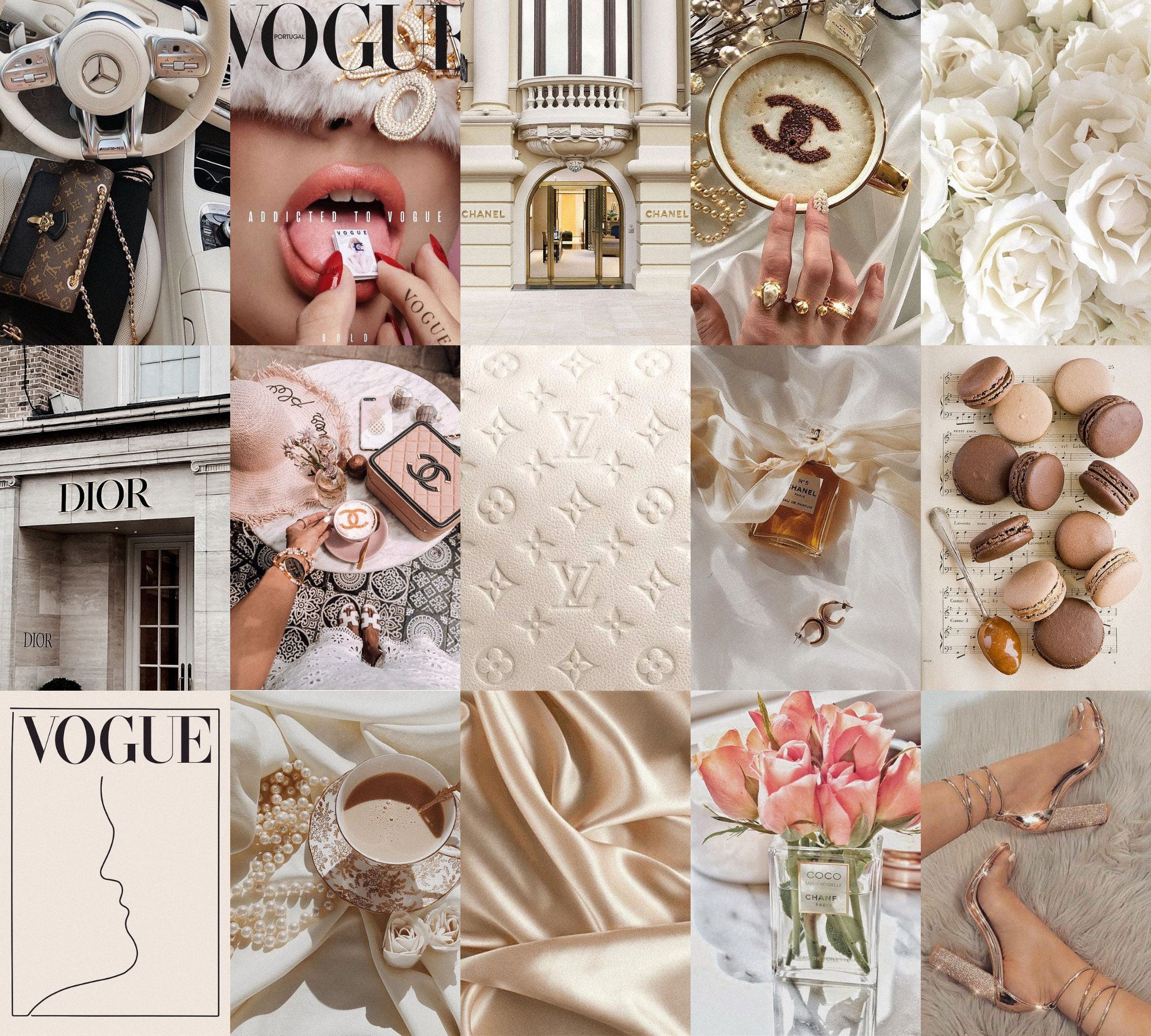 Aesthetic Wall Collage Kit Digital Vsco Boujee Beige Dior | Etsy