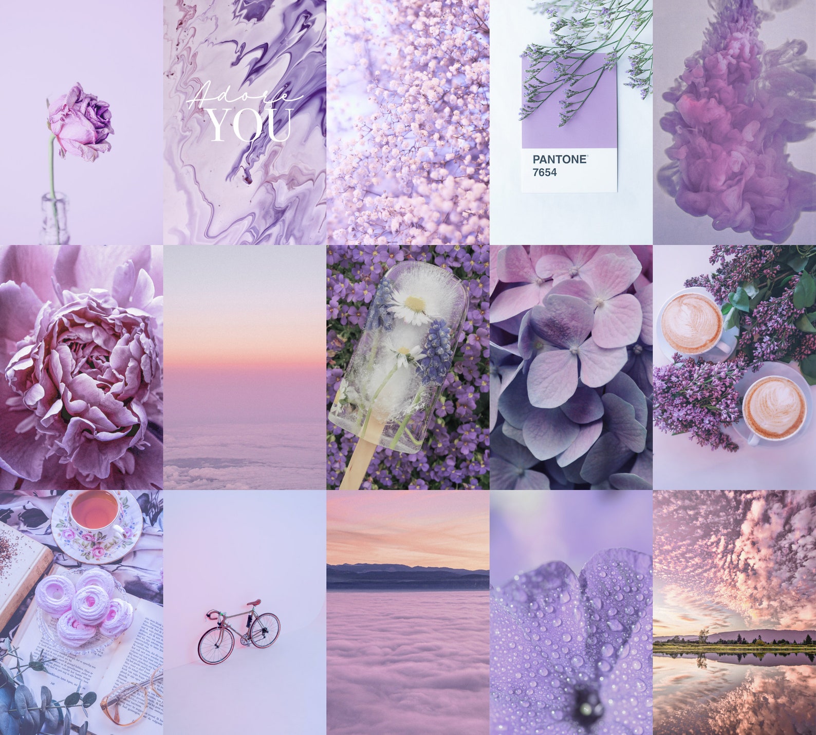 Wall Collage Kit Digital / 60pcs Pastel Purple Aesthetic | Etsy