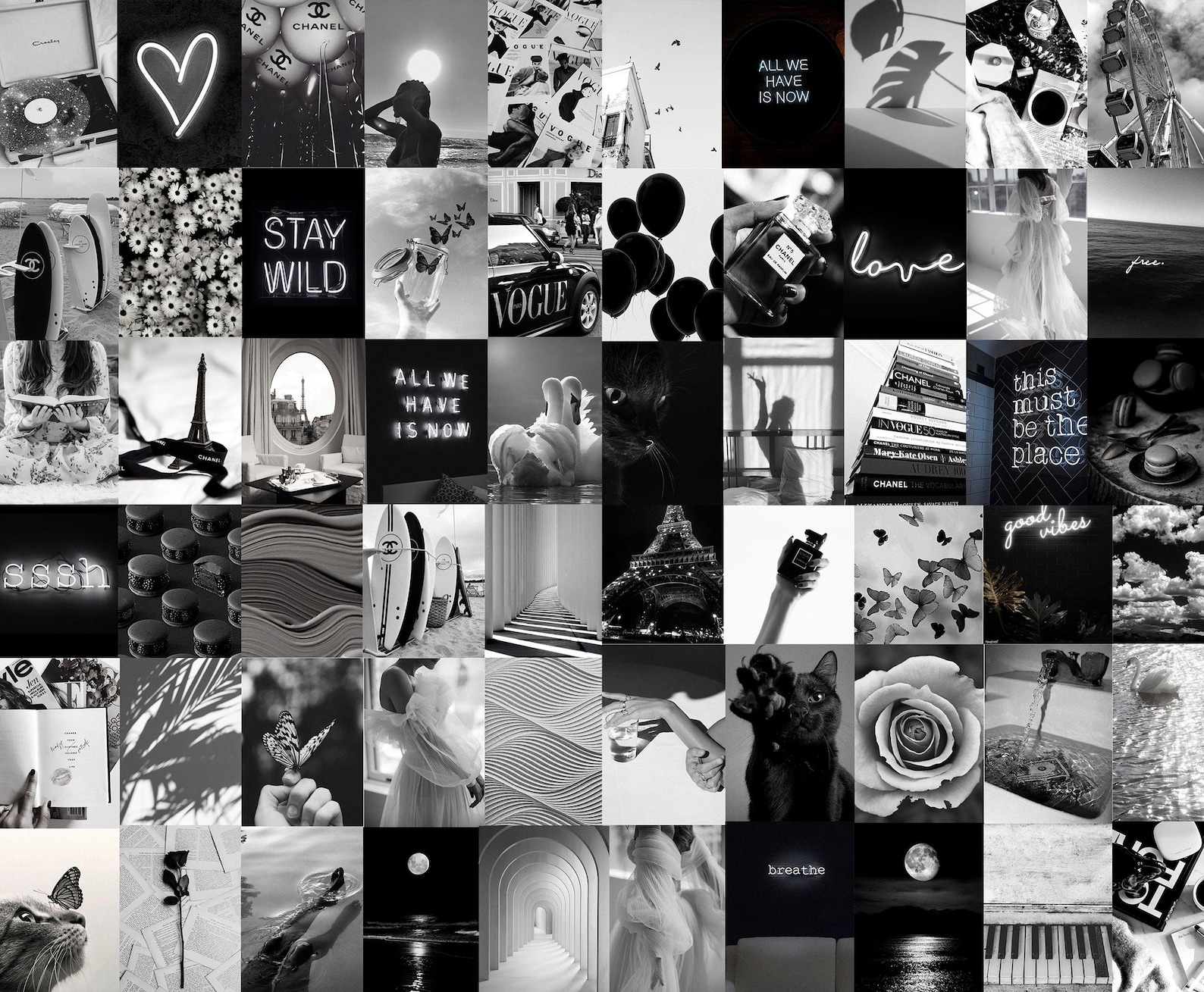Aesthetic Wall Collage Kit Digital Download / Black & White Etsy