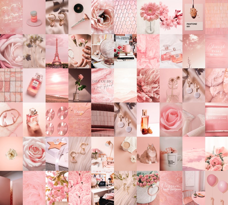 Aesthetic Wall Collage Kit Digital Vsco Blush Baby Pink | Etsy