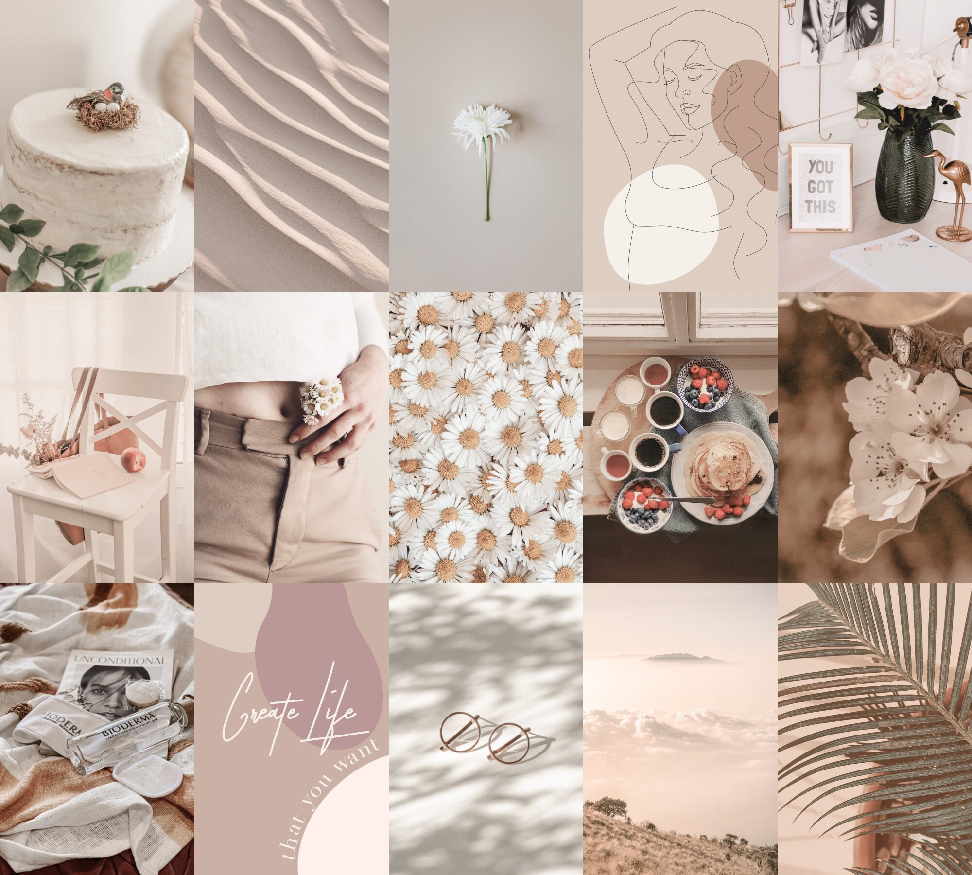 Aesthetic Wall Collage Kit Digital Vsco Beige | Etsy