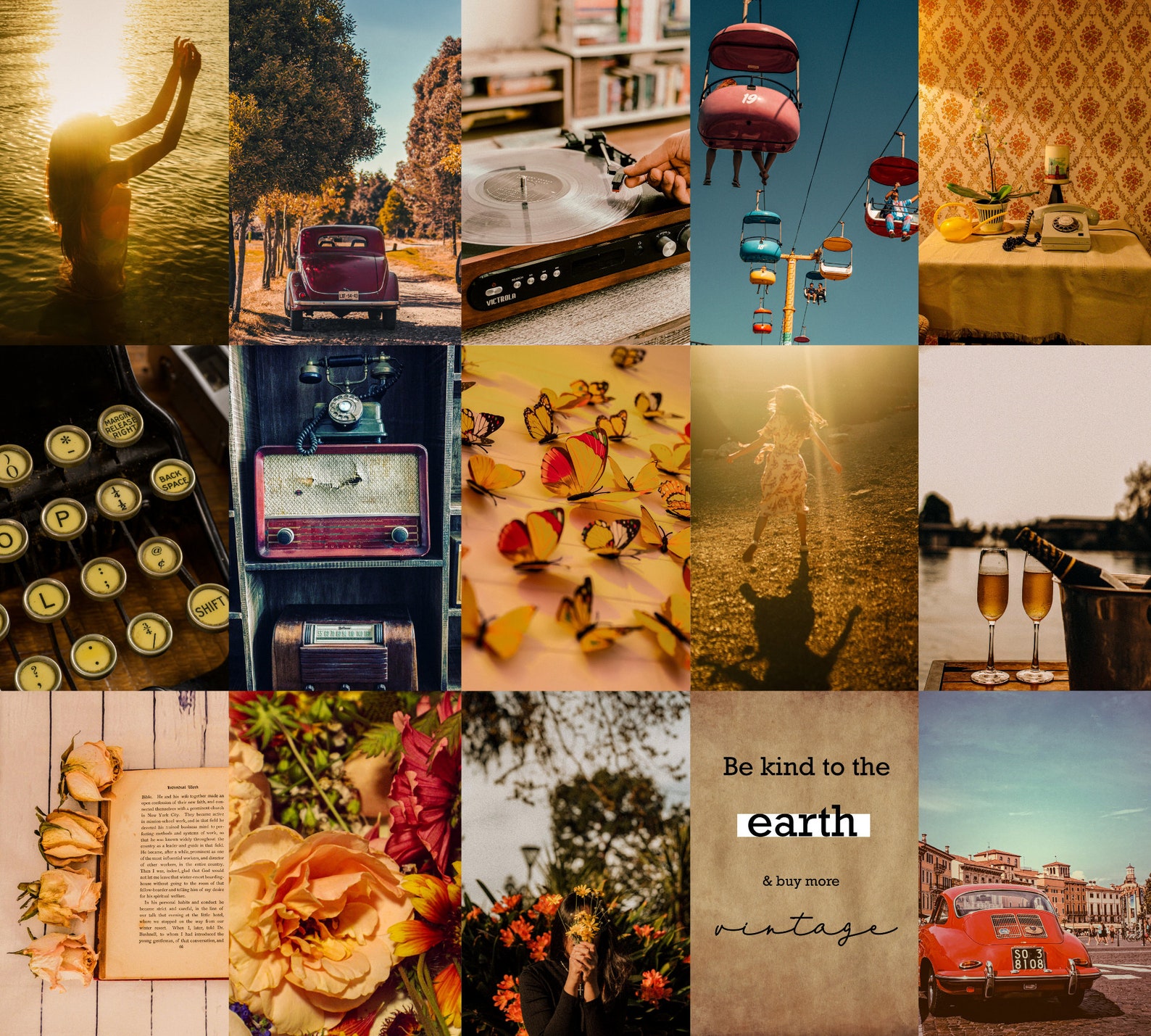 Wall Collage Kit Retro Vintage / 60pcs Digital Photo Wallpaper Etsy