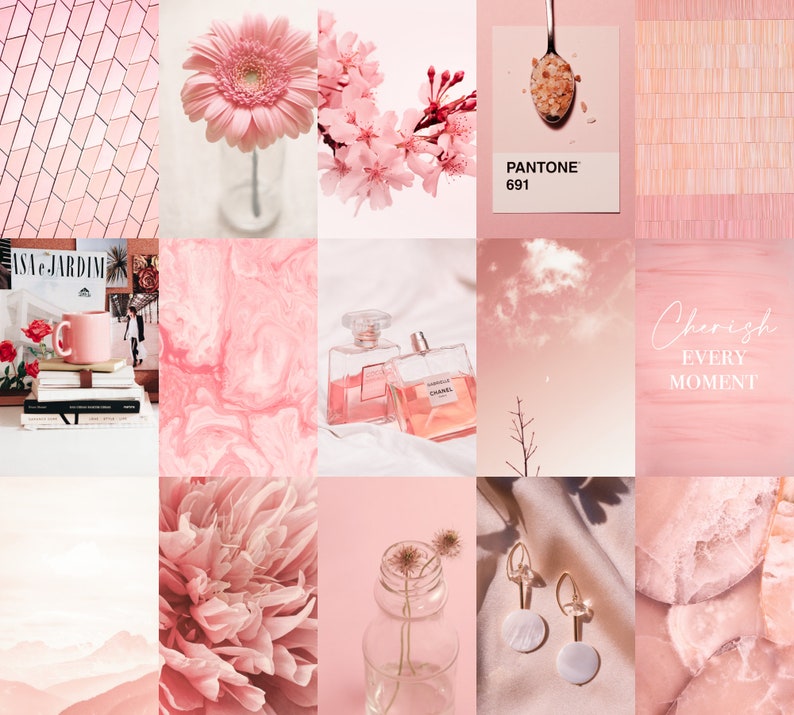 Aesthetic Wall Collage Kit Digital Vsco Blush Baby Pink | Etsy