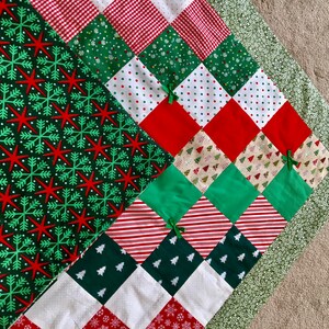 Christmas Wishes-Handmade Baby Quilt, Christmas Quilt, Holiday Blanket, Gender Neutral, Red, Green