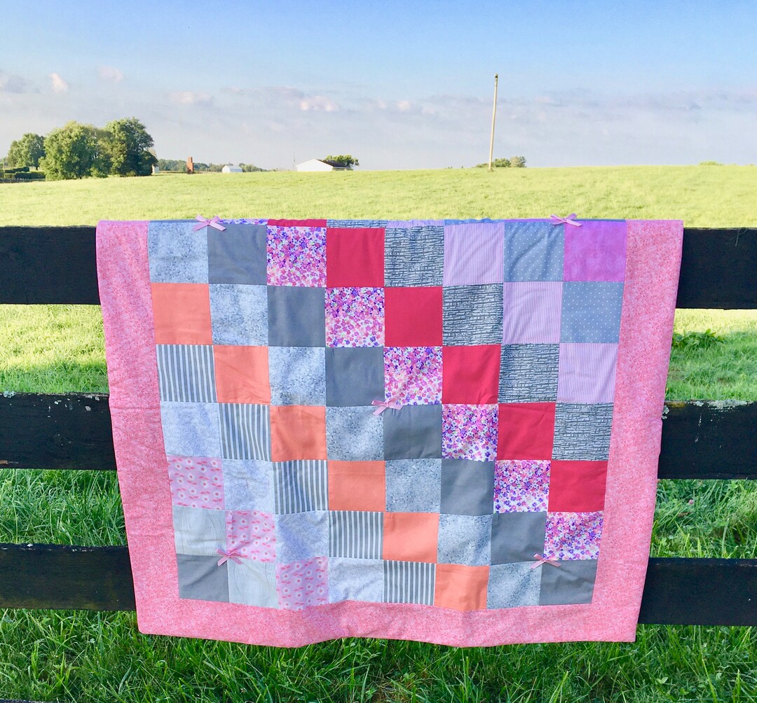 Cozy in My Crib Baby Quilt Handmade Peach and Pink Cotton Etsy UK