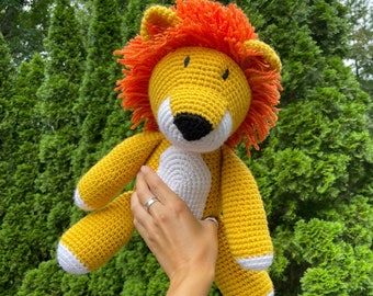 Crochet Lion, Crochet Lion Plush, Crochet Lion Toy, Stuffed Lion, Stuffed Animal Lion, Crochet Wild Animal, Crochet Big Cat