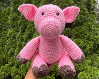 Crochet Pig, Crochet Pig Stuffed Animal, Crochet Pig Toy, Crochet Farm Animal, Crochet Farm Animal Plush