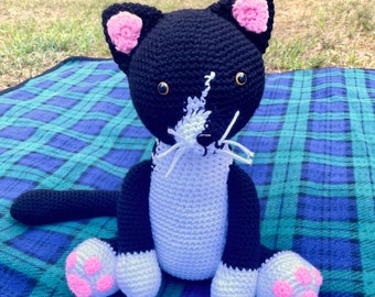 Crochet Tuxedo Cat Plush: Handmade Stuffed Animal