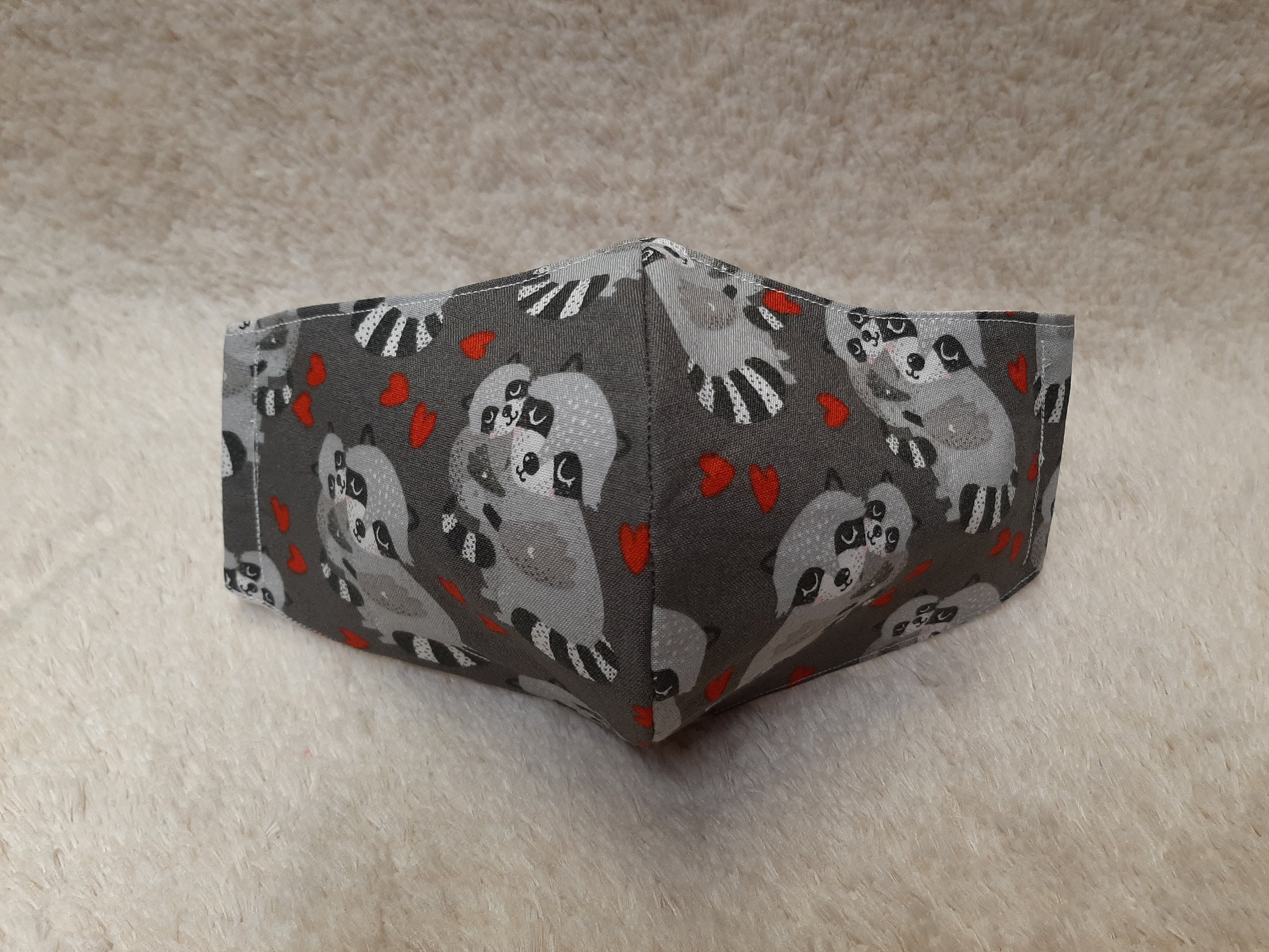 Raccoon Love Mask Valentine Animals Elastic Ear Loops | Etsy