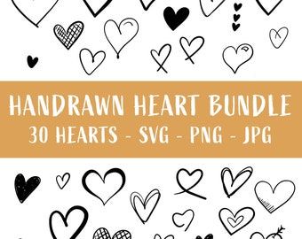Handrawn Heart Bundle, Heart Svg, Doodle Heart Svg, Sketch Heart Svg, Heart Stickers, Valentine Svg, Heart File, Cricut. Download Heart