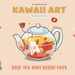 Procreate Kawaii Rose Tea Stamp Brushes