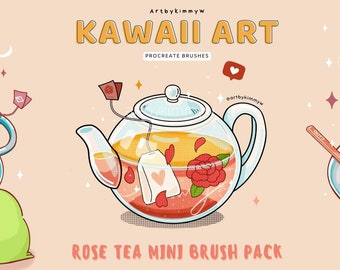 Procreate Kawaii Rose Tea Stamp Brushes