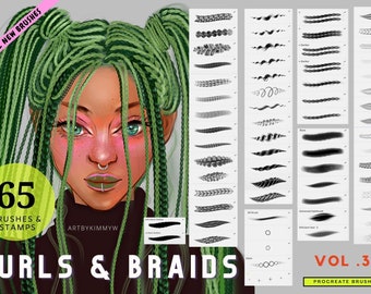 65 Braids & Curls Brushes Vol 3 • 2022 ALL NEW BRUSHES • commercial use