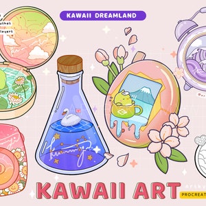 Procreate Kawaii Dreamland Brushes • Cute Illustration • Stamp brushes • Bullet Journal • Retro •Sticker design