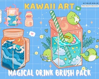 Procreate Kawaii Magical Drinks Brush Pack