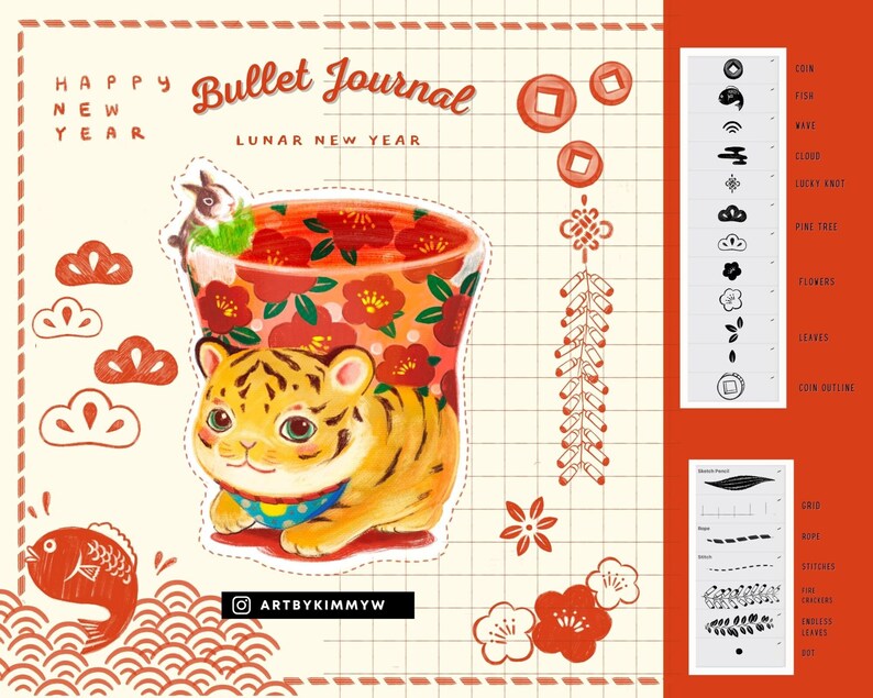 Procreate Bullet Journal Brushes Oriental Elements Etsy