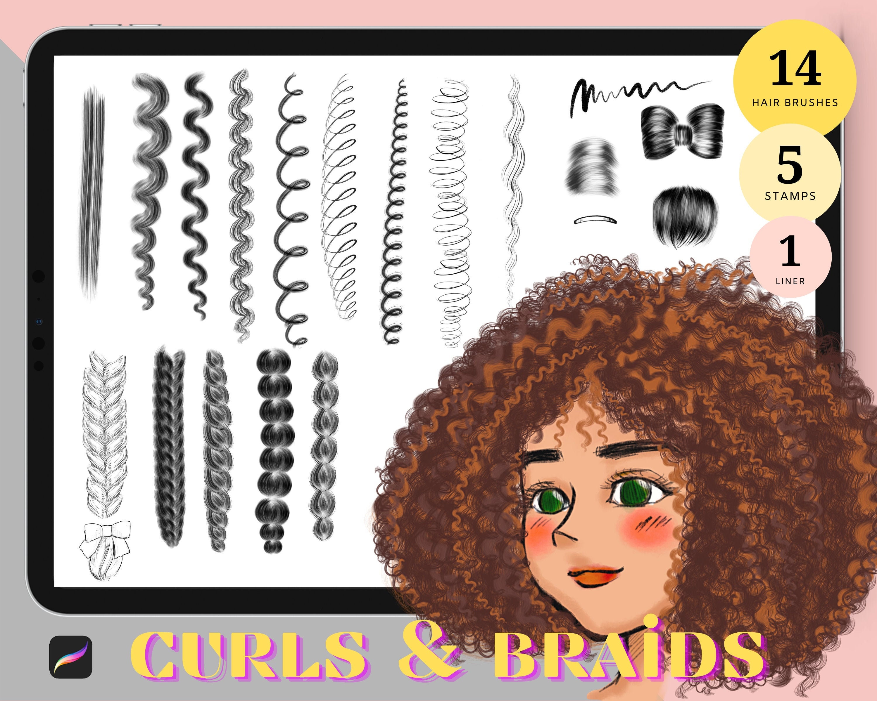 free curly hair procreate brushes